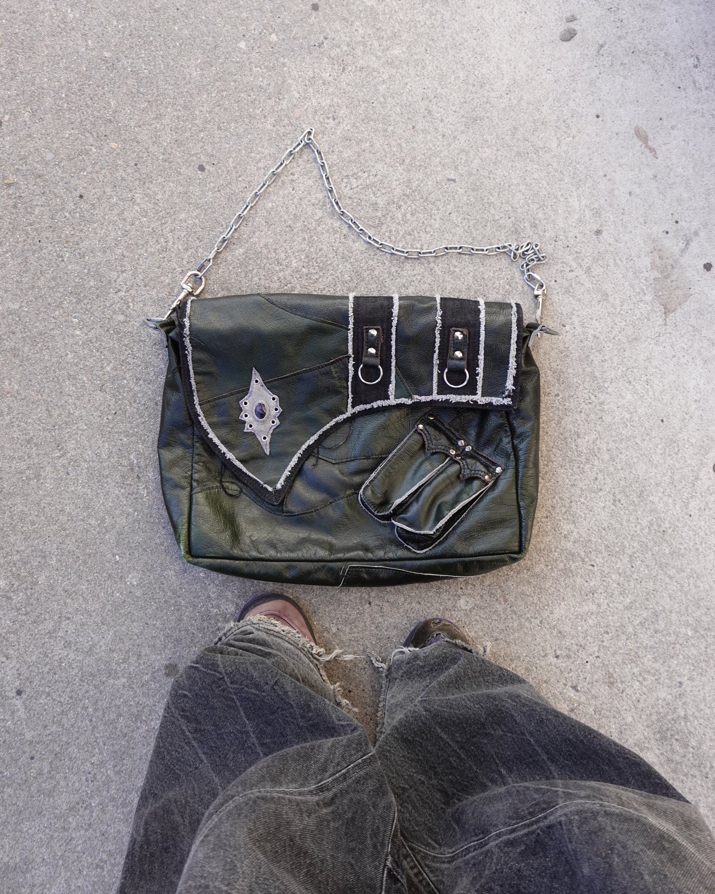 Salvaged leather bag